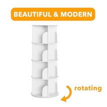 4 Tier Rotating Bookshelf Tower, Spinning Bookcase Lazy Susan, Revolving... - $193.99