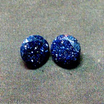 Top Grade Blue Sandstone Gemstone Loose Round Cut Pair Faceted Ring Earr... - $468.67 MXN