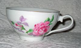Vintage Fine Bohemian China Czechoslovakia Teacup Pink Rose Lavender Gol... - $12.00