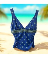 Tommy Bahama Foulard Frenzy V Neck Swim Tankini Top Surf Blue Padded SIZE M - $27.08 CAD