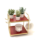 2-Tier Decorative Storage Rack, Gold Metal Frame with Red Shelves - $901.73 MXN