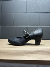 Michelle D Black Leather Heeled Loafer Mary Jane’s Women’s 8 M - $39.96