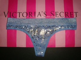 New Victoria&#39;s Secret Shine Thong Panty Purple Daydream W/ Gold Foil Stars Sz S - £10.17 GBP