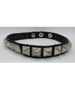 Black Leather Silver Diamond Stud 17&quot; Adjustable Collar - $1,223.09 MXN