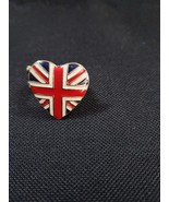 Patriotic British United Kingdom Union Jack UK Heart Metal Ring Stretcha... - $33.27 CAD