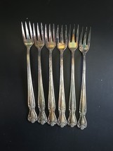 VTG Set 6 Rogers &amp; Bros International Silver Plate Cocktail Forks Floral... - $386.41 MXN