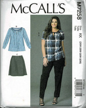 Women's Plus Size Top SS, Long Sleeve Pants & Skirt McCall's M7258 26W - 32W New - $7.92