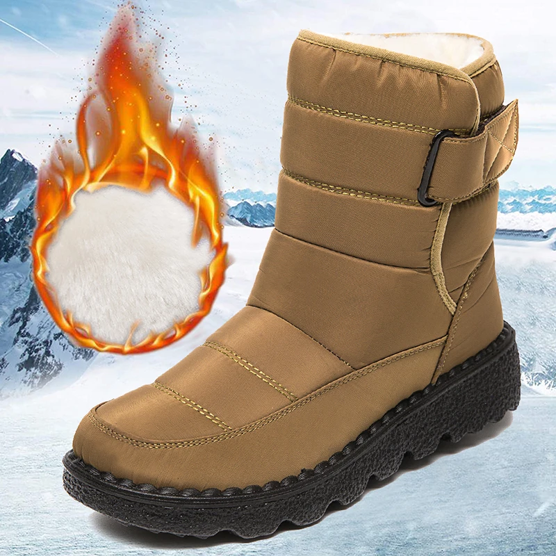 Vip Link Waterproof Snow Boots Women Winter Thicken Plush Ankle Boots Woman - £22.26 GBP