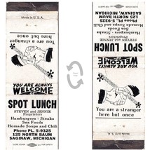 Vintage Matchbook Cover Spot Lunch Saginaw MI 1950s Steven &amp; Jennie prop... - $9.89