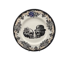 Royal Stafford Skull Dinner Plates NWT Black White Gold Skeleton Couple - $24.99