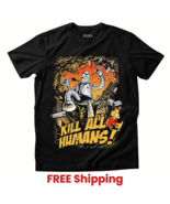 Futurama Bender Animated Cartoon Men&#39;s Black 100% Cotton T-Shirt Size XS... - $29.39+