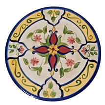 Pier 1 Vallarta Earthenware Hand Painted Round Hot Plate Trivet Blue Ita... - $15.51