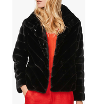 Bernardo Chevron Faux Fur Jacket, Black, Size Medium (8/10), Classic Chi... - £103.53 GBP