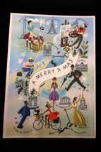 Vtg WWII Paris Christmas Card Photolith Litho Louis Delaporte Opera Notr... - $24.99