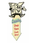 Laundry Drop Pants Arrow Vintage Plasma Cut Metal Sign - $59.95
