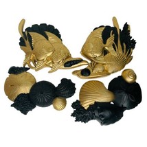 Burwood Fish Shell Wall Art Decor Hanging Black Gold Beach Kitsch 80s 90s 6”-8” - £14.93 GBP