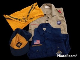 Vintage Boy Scouts Lot Unifrorm Shirts  Patches Hat Bandana Adult Child ... - £30.93 GBP