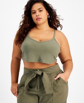 MSRP $20 Bar III Women Trendy Plus Size Ribbed-Knit Crop Tank Top Green Size 2X - $10.68