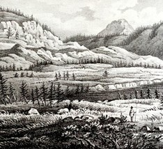 Columbia River Dalls Oregon Trail 1850 Hand Lithograph Victorian History DWAA1B - £47.95 GBP