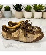 Coach Shoes Womens 9 M Pam Gold Tan Patchwork Lace Up Driving Sneakers S... - €42,46 EUR