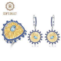 GEM&#39;S BALLET 2.2Ct Natural Swiss Blue Topaz Jewelry 925 Sterling Silver Handmade - £127.59 GBP