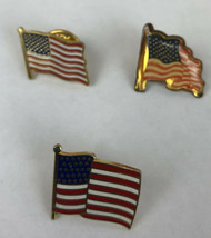 3 X American Flag Usa Lapel Pin 0.75&quot; See Images Usa - Vintage - Free Shipping - £14.42 GBP