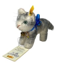 Vtg Steiff Historic Miniature Mohair Tabby Cat Button Tag Replica 1936 A... - $135.00
