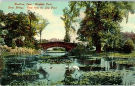 Postcard Stone Bridge Elizabeth Park View from Lily Pond Hartford Connecticut - £11.61 GBP