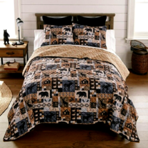 Lodge reversible Bed Quilt with Shams - Queen - £65.54 GBP