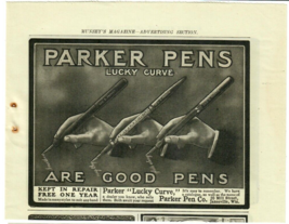 1902 Parker Pens Are Good Pens Co Antique Print Ad Lucky Curve Janesville WI - £10.03 GBP