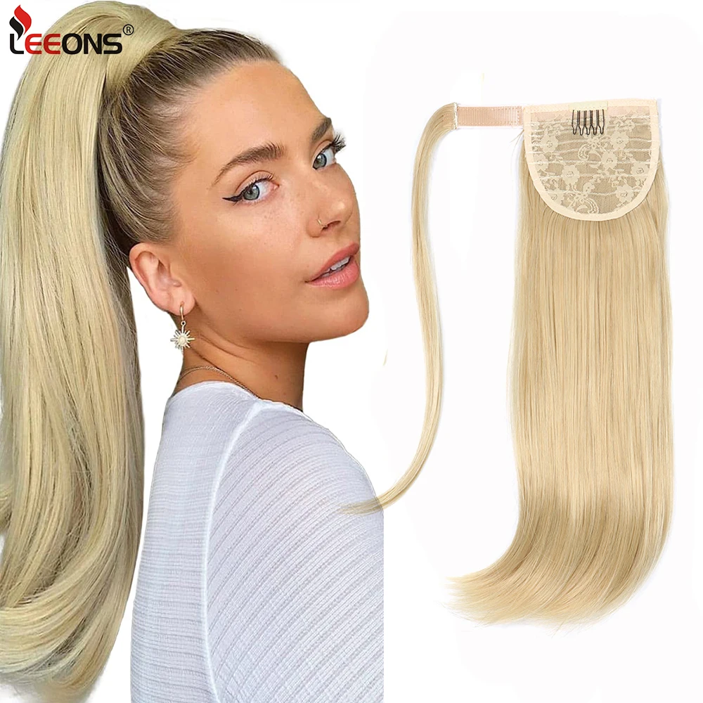 Leeons Synthetic Long Straight Wrap Around Clip In Ponytail Hair Extension Heat - £11.16 GBP