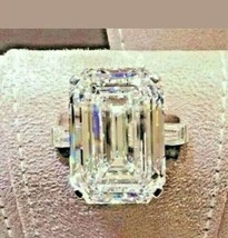 3Ct Émeraude Simulé Diamant Bague Solitaire Fiançailles 14K Plaqué or Blanc - £100.47 GBP