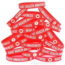 20 of Heart Health Awareness Wristbands - Red Debossed Silicone Bracelets ❤ - £15.73 GBP