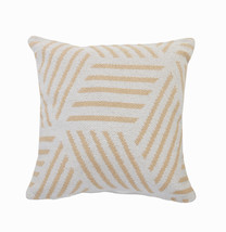 20&quot; X 20&quot; Tan And White 100% Cotton Geometric Zippered Pillow - £43.43 GBP