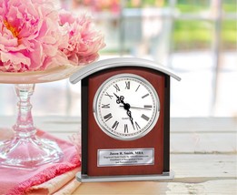 Silver Engrave Personalized Clock Retirement Service Employee Gift Table Accent - £64.05 GBP
