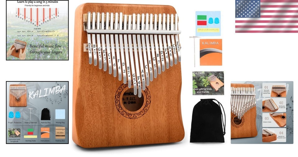 Travel-Friendly 21-Key Kalimba Thumb Piano - Musicians Gift with Tune Hammer Item image 2