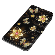 Anymob Samsung Case Black and Golden Flower Painted Magnetic Flip Leather Case - £22.72 GBP