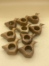 Vintage Primative Wooden Carved Duck Napkin Rings Holders LOT 9 - £13.48 GBP