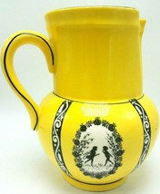 Antique Czechosovakia Victorian Silhouette Ceramic Pitcher Pitcher Yello... - £21.24 GBP