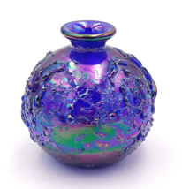 Carnival Cobalt Blue Iridescent glass perfume bottle - $11.99