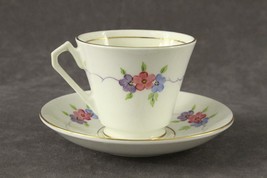 Vintage English China Victoria C&amp;E Blue Pink Floral Teacup &amp; Saucer Set ... - $24.20