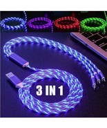 Light Up LED 3 in 1 Charging Cord Cable  Multi Phone Charger Android USB... - $207.31 MXN