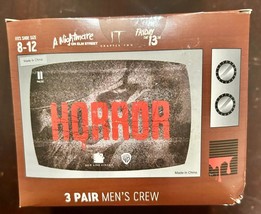 Horror Men&#39;s 3-Pack of Crew Socks with Novelty Gift Box, Sizes 8-12 - £12.50 GBP