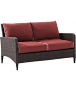 Crosley Brands Kiawah Outdoor Wicker Loveseat, Sangria &amp; Brown - $606.30