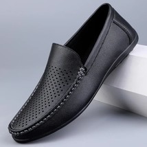 Summer  Men Shoes Casual Leather  Out Moccasins Men  Slip on  Italian Men White  - £59.31 GBP