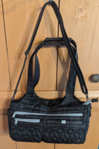 Lug Life Shallow Tote Street Car w/ Crossbody Strap Quilted Black Hand Bag Purse - £29.56 GBP