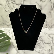 Vintage 90s Heart Beaded Necklace Brass Tone Metal Sweet Small Colorful - $16.82