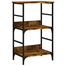 Industrial Rustic Smoked Oak Wooden 2-Tier Bookcase Bookshelf Shelving Rack Unit - £36.54 GBP