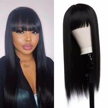 Township Heat-resistant synthetic fiber long straight black bangs  (Blac... - £15.37 GBP