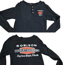 80s Harley Davidson Daytona Beach Medium Ribbed Shirt Long Sleeve Faded Black - £38.33 GBP